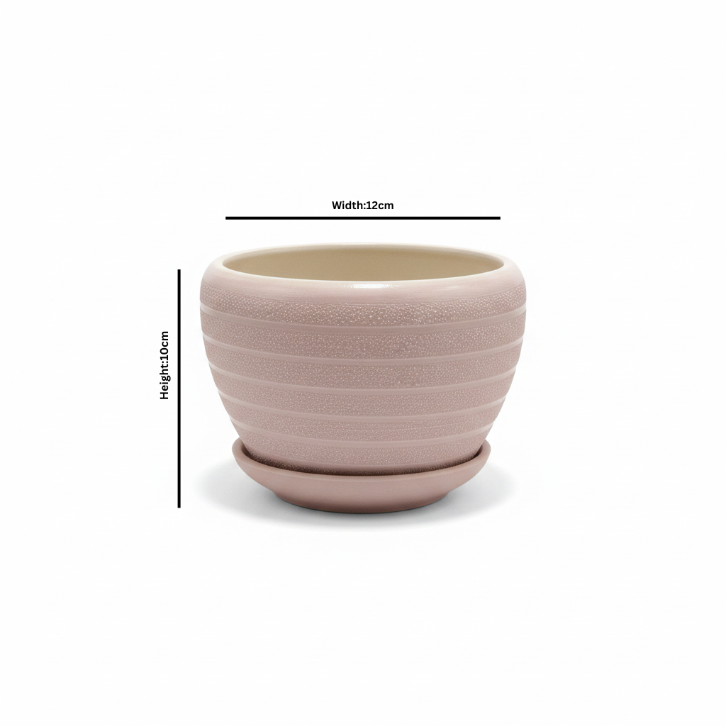 Ceramic Vase with Base Pink - 10×12cm