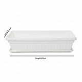 Family Plastic Winny Rectangular Planter Pot with Tray - 60×20 cm - White / Brown