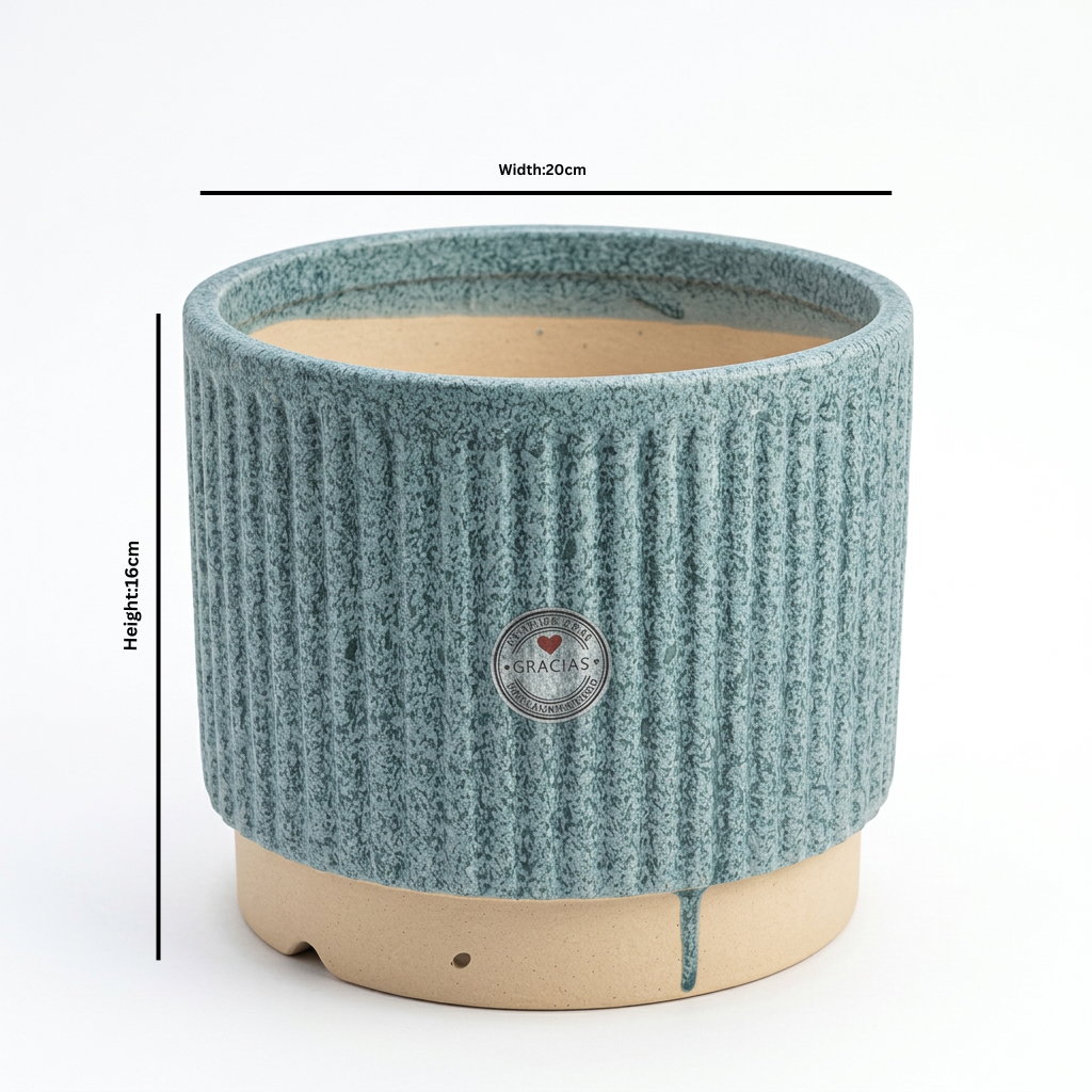 Ceramic Flower Vase Teal Blue – 16×20cm