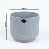 Ceramic Flower Vase with Textured Design Light Grey – 16×14cm