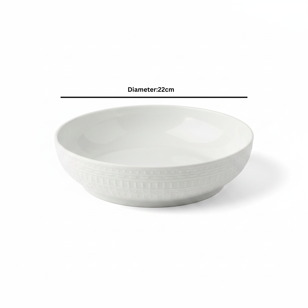 White Ceramic Serving Bowl - 22cm