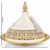 Metal Tajine with Decorative Lid Cream & Gold - 25×20cm