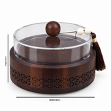 Wooden Candy Bowl with Acrylic Lid Brown - 18×10cm