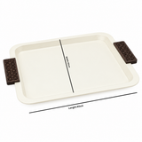 Metal Rectangle Tray with Wooden Handles Cream - 40×30cm