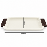 Metal Rectangle Tray with Wooden Handle Cream - 45x18cm