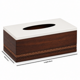 Wooden Tissue Box with Metal Lid Brown & Cream - 25×14cm
