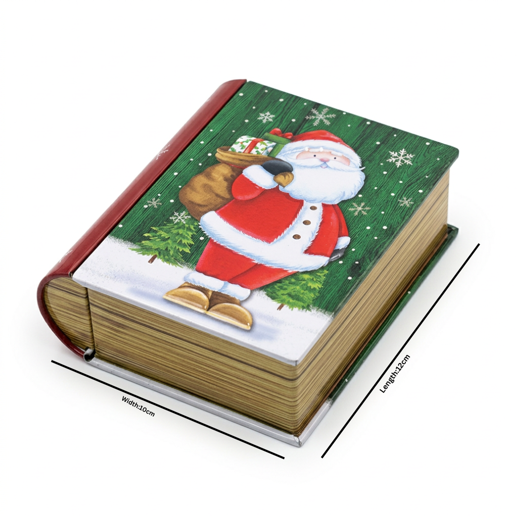 Metal Christmas Gift Box with Santa Design - 12×10cm