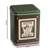 Metal Christmas Candy Box with Lid Dark Green - 14×10cm
