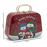 Metal Christmas Gift Box with Handle Red - 20×15cm