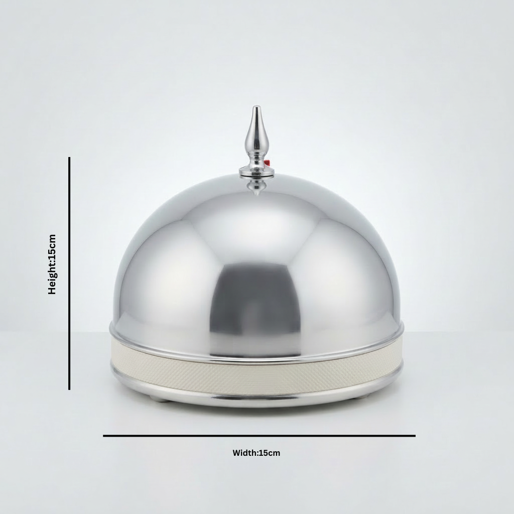 Silver Steel Bowl with Dome Lid - 15×15 cm