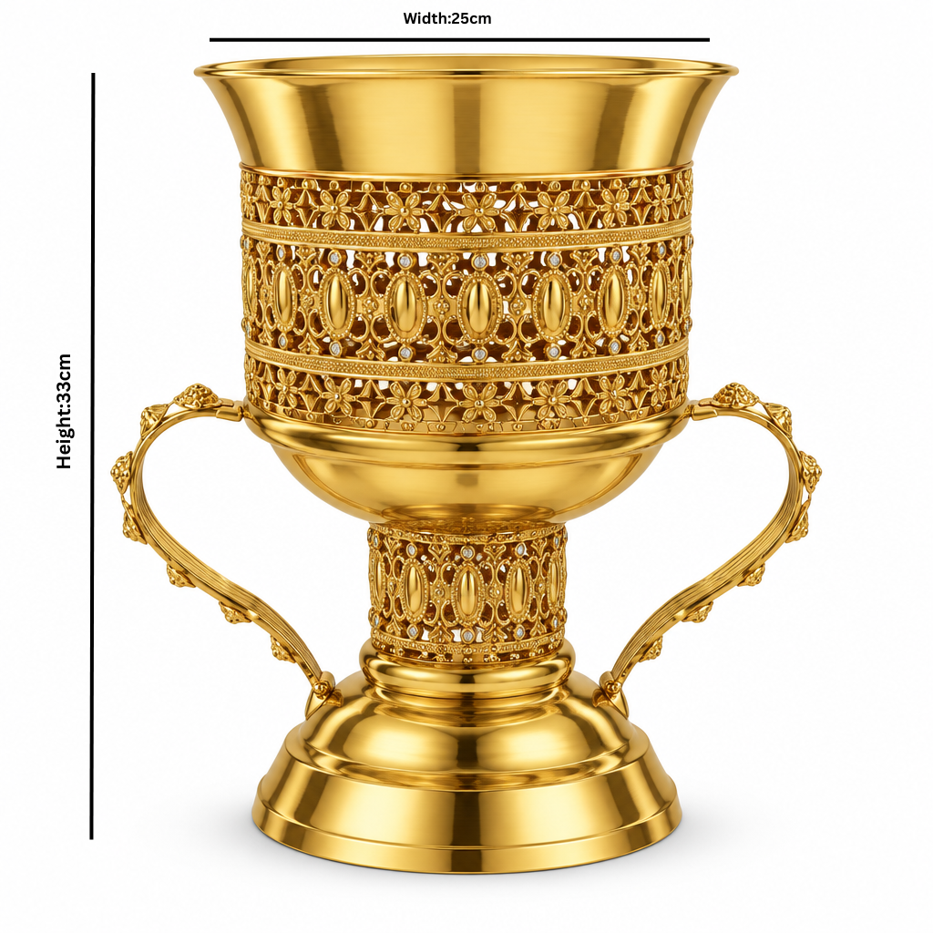 Metal Incense Burner with Handles Gold – 33×25cm