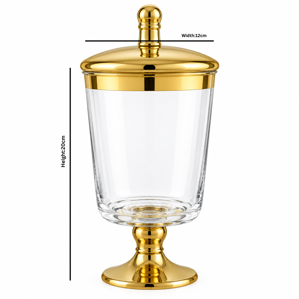 Danny Home Glass Footed Candy Pot Gold - 20x12cm