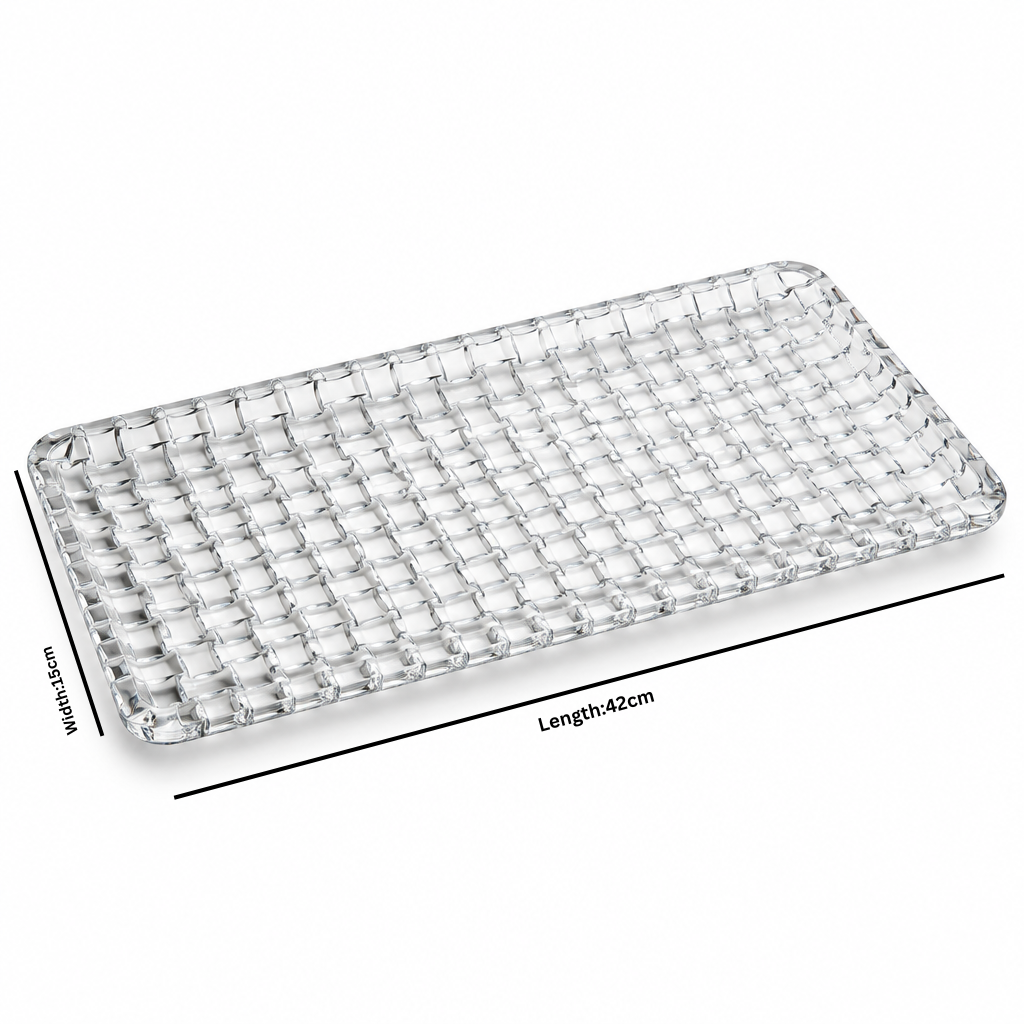 Glass Rectangular Serving Tray - 42×15cm