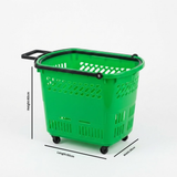 Plastic Rolling Basket with Telescopic Pull Handle & Wheels - 50×35×40cm