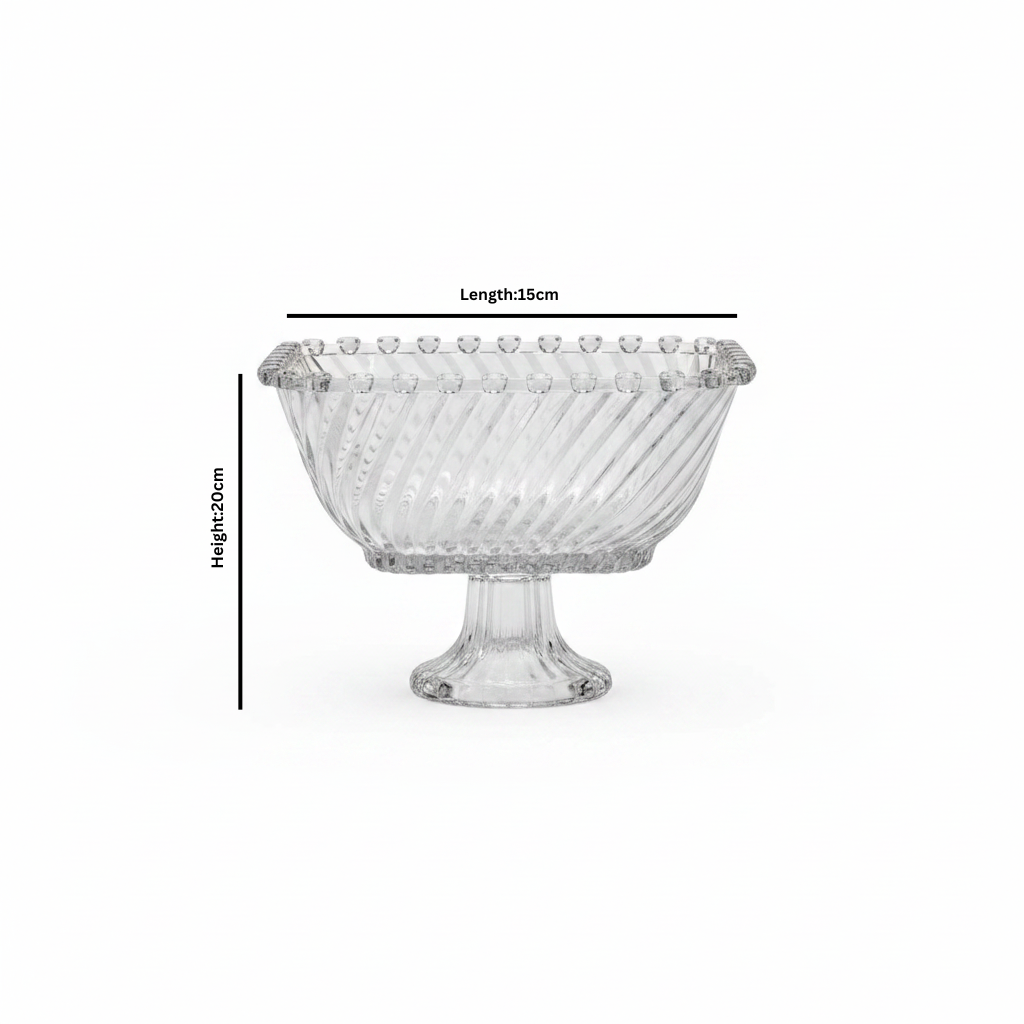 Crystal Glass Footed Candy Bowl - 20×15 cm
