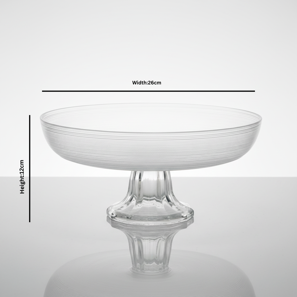 Clear Glass Footed Fruit Plate - 26×12 cm