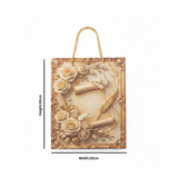 Rose & Butterfly Design Gold Baroque Paper Gift Bag - 30×25cm