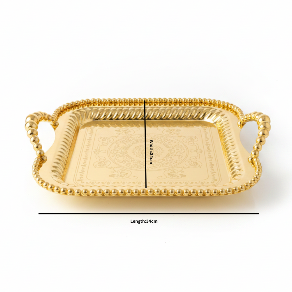 Pilsco Gold Metal Square Serving Tray - 34×34cm