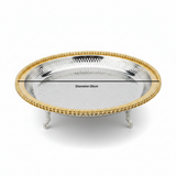 Zolten Gold & Silver Stainless Steel Round Footed Serving Tray - 35cm