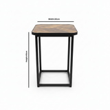 Brown Wood & Black Metal Frame Side Table - 30×40 cm