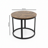 Brown Wood & Black Metal Frame Round - 40×50cm