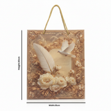 White Dove & Rose Design Baroque Paper Gift Bag - 30×25cm