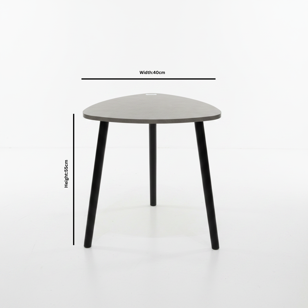Grey & Black Triangular Coffee Side Table - 55×40cm