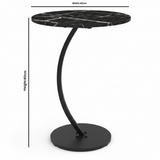 Black Wooden & Metal Bedside C-Table - 60×40 cm