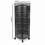 Black 5-Tier Rotating Round Storage Basket with Wheels - 90×30cm