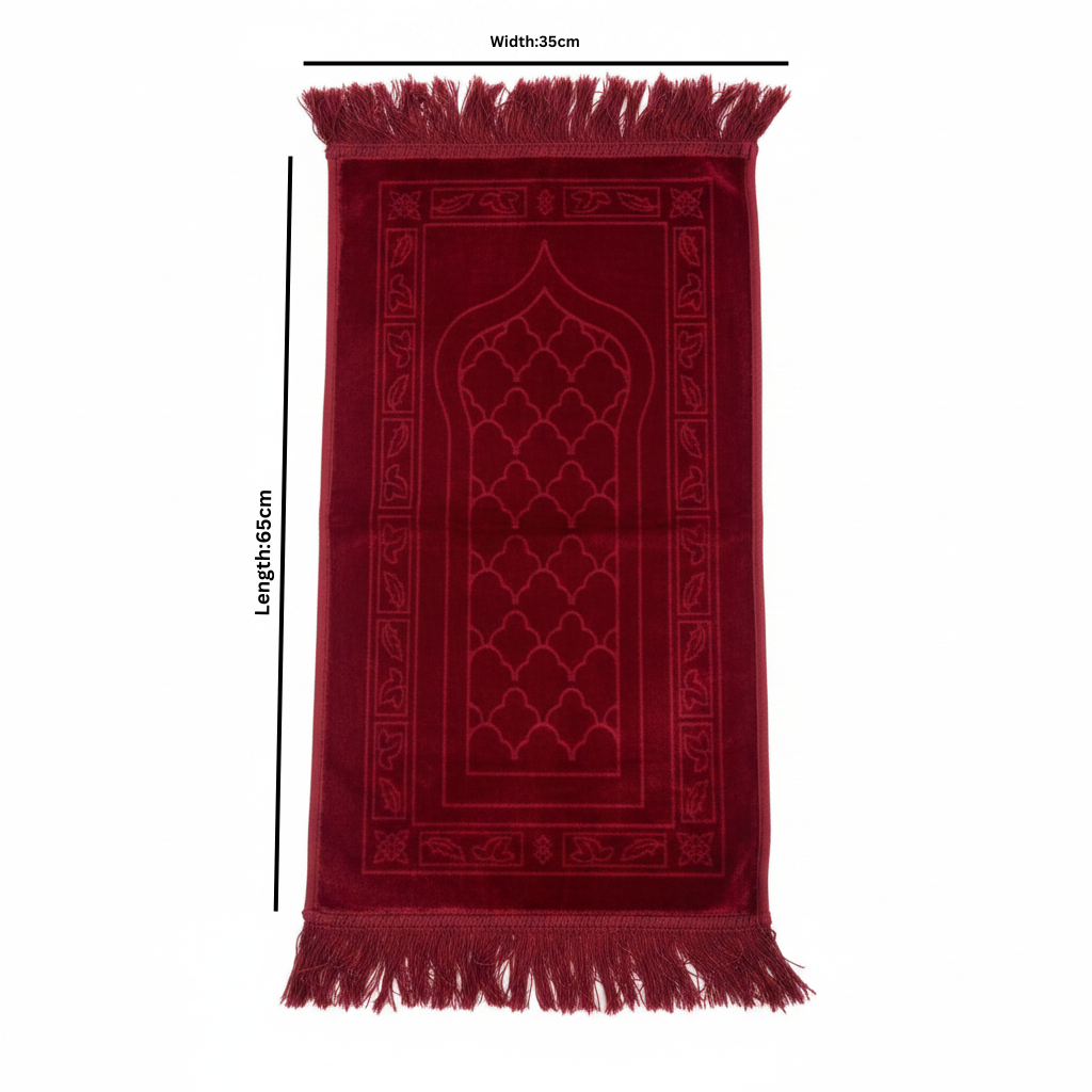 Red Velvet Prayer Mat – 65×35cm