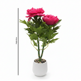 Artificial Flower Plant Pink with White Plastic Pot - 40cm