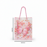 Pink Butterfly Paper Gift Bag - 23×18 cm