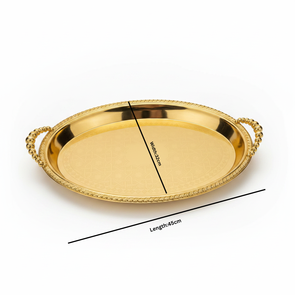 Pilsco Gold Metal Oval Serving Tray - 45×32cm