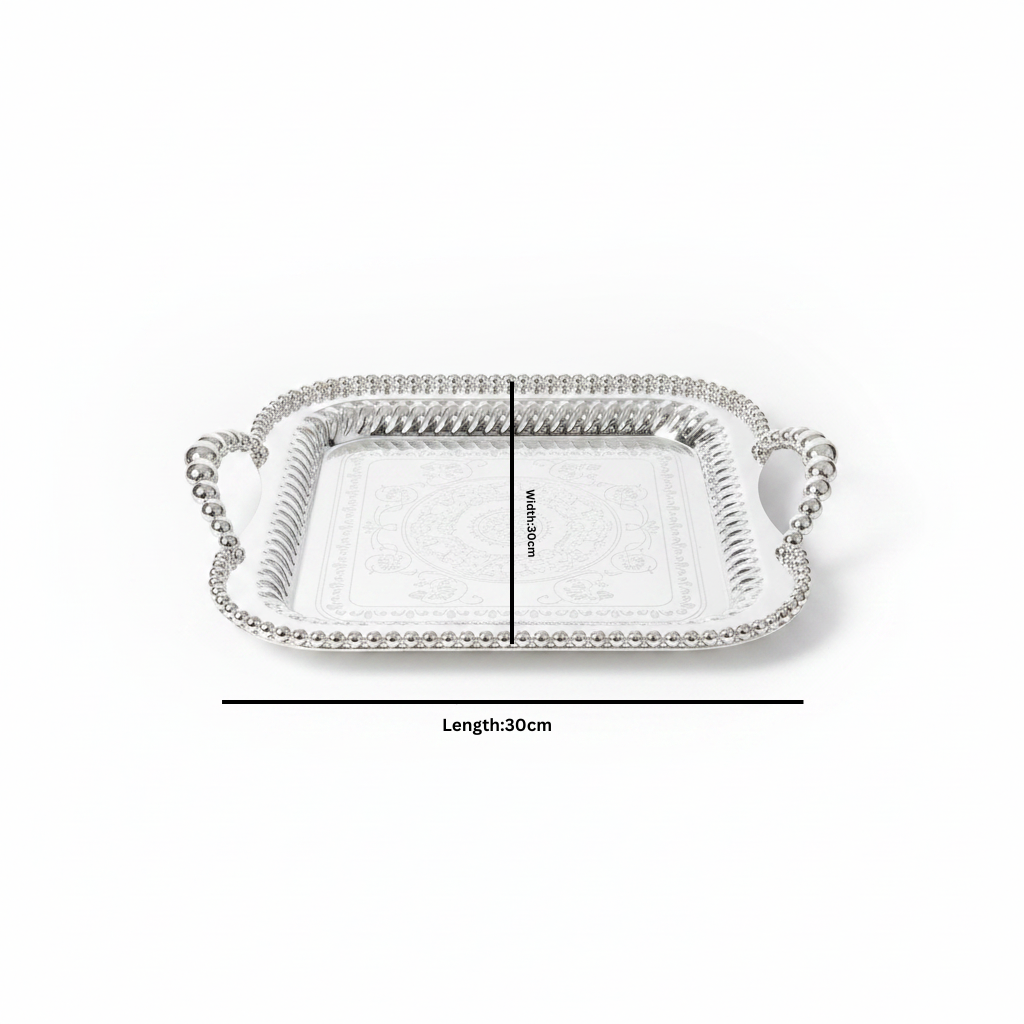Pilsco Silver Metal Square Serving Tray - 30×30 cm