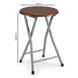 Wooden & Metal Folding Stool Brown & Silver – 30×45cm