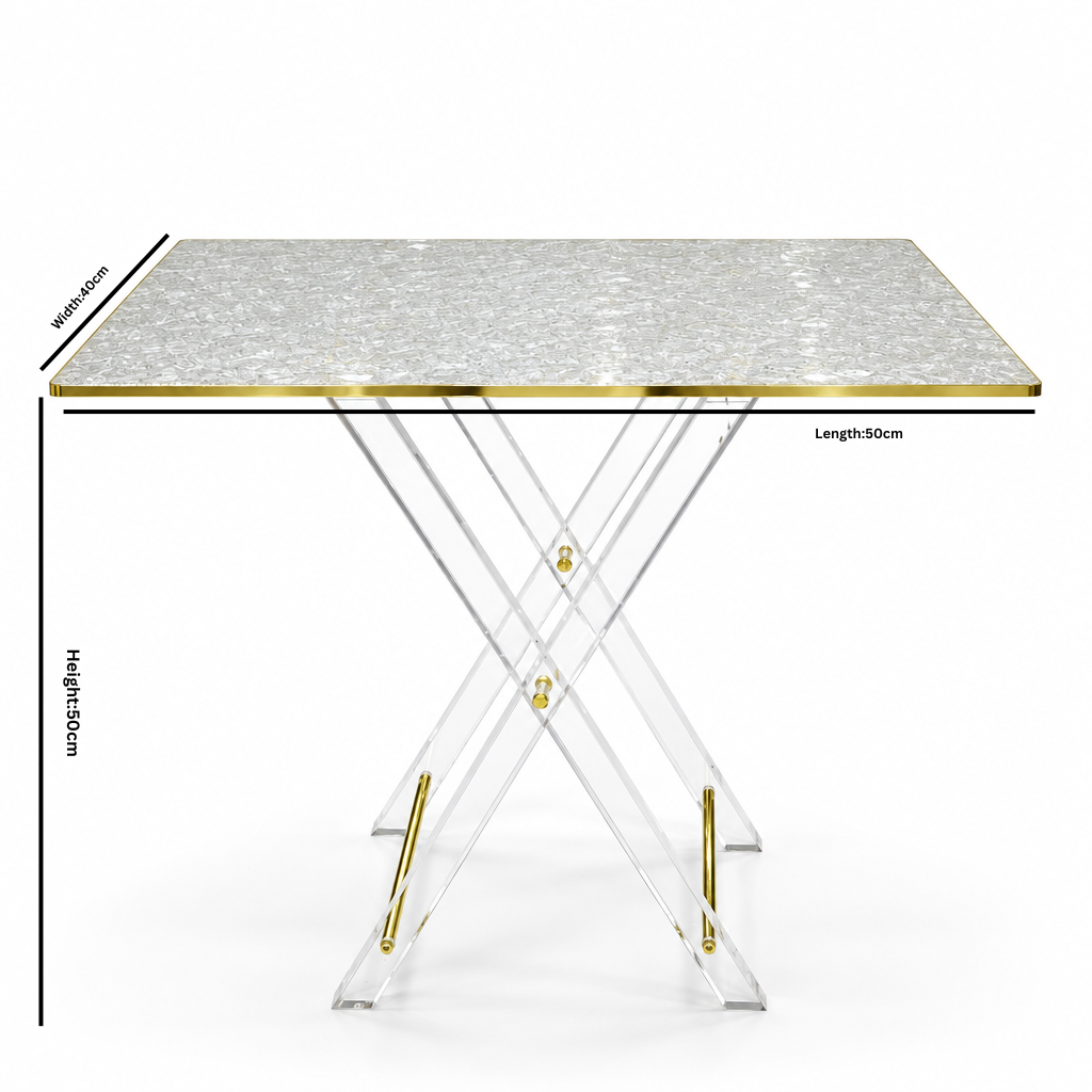 Pilsco Acrylic 4-Piece Table Set with Gold Trim – 50×50×40cm