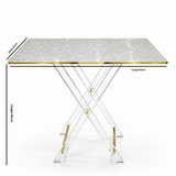 Pilsco Acrylic 4-Piece Table Set with Gold Trim – 50×50×40cm