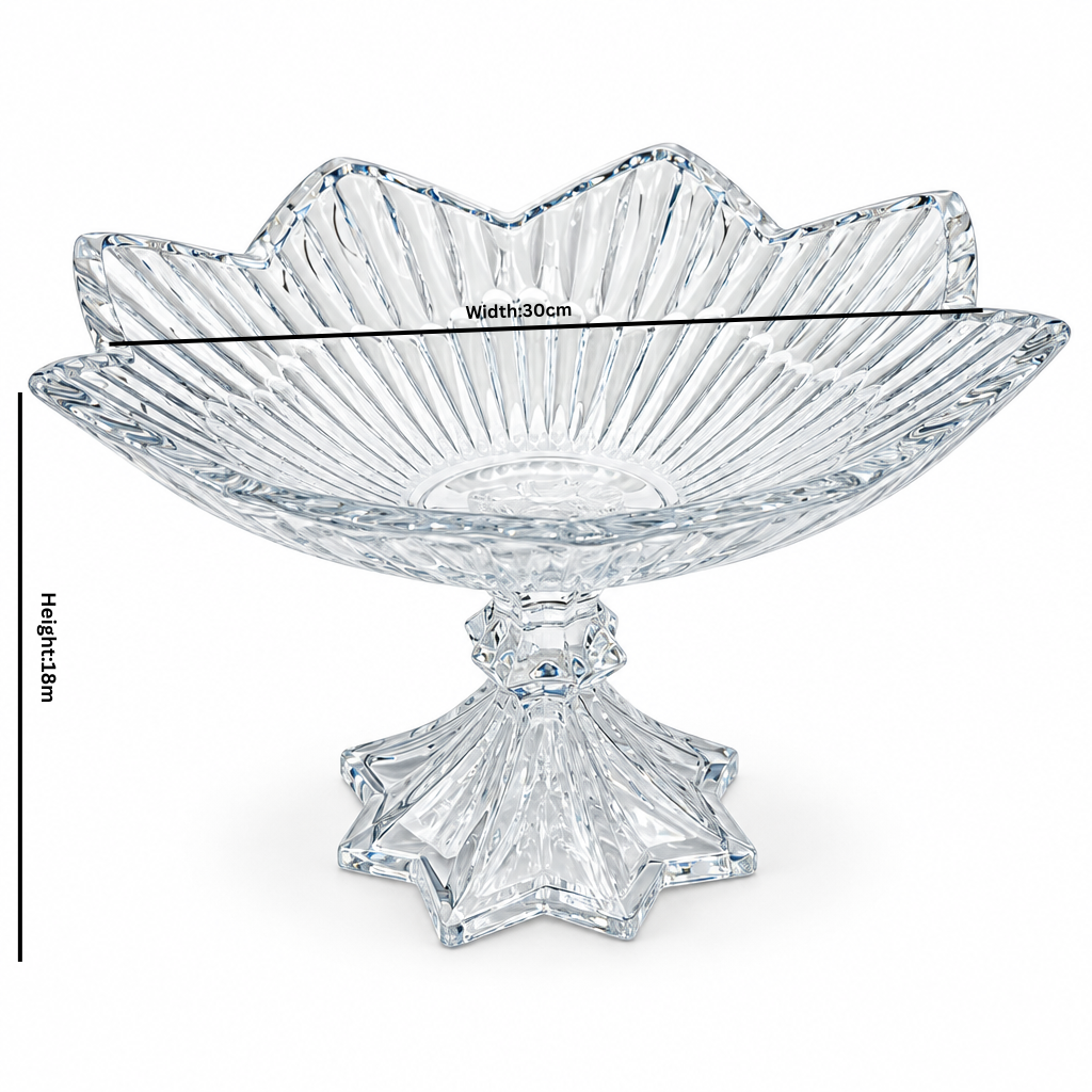 MEW Clear Glass Footed Fruit Bowl - 30×18cm