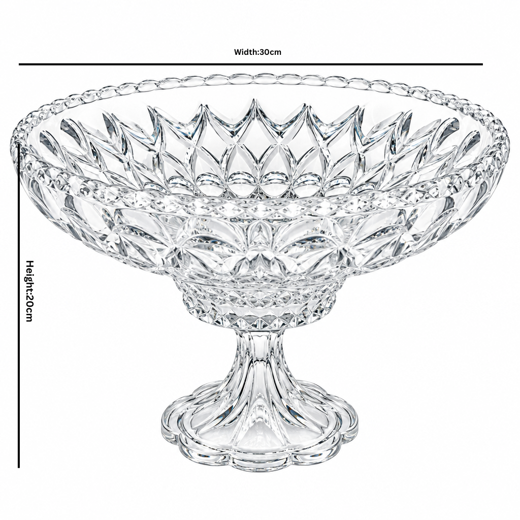 Glass Footed Fruit Bowl – 20x30cm