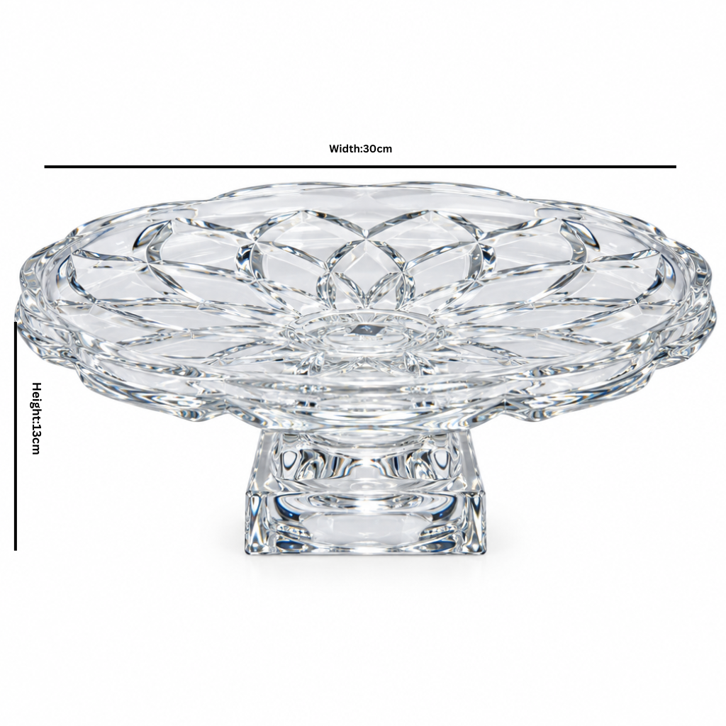 Glass Footed Fruit Plate- 30×13cm