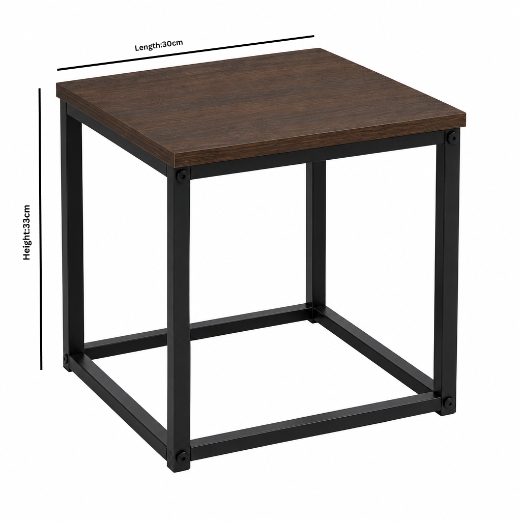 Wooden and Metal Coffee Table - 33×30cm