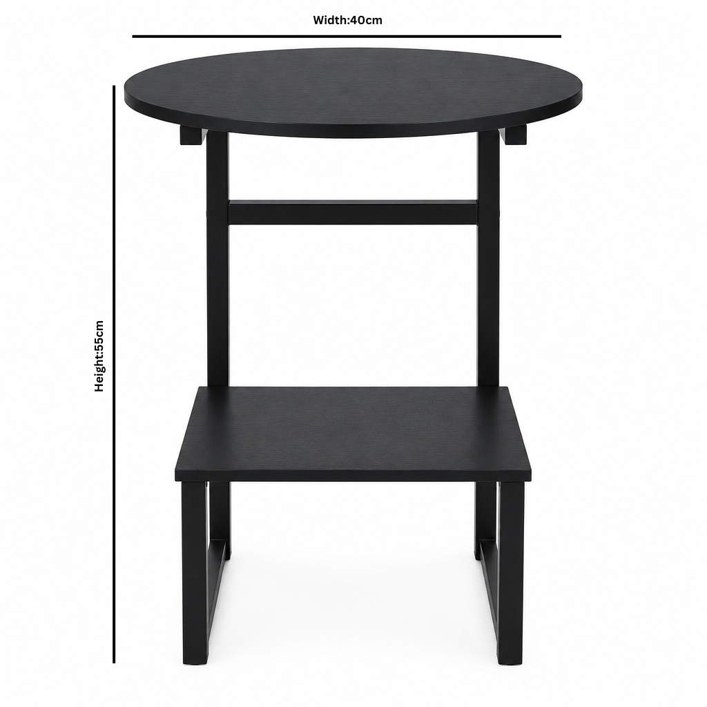 Wooden and Metal 2-Tier Side Table - 55×40cm