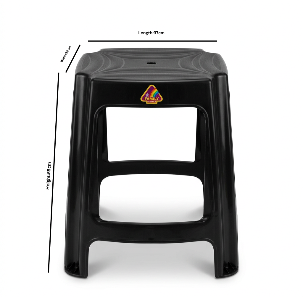 Family Plastic Stool Black - 55×37×30cm