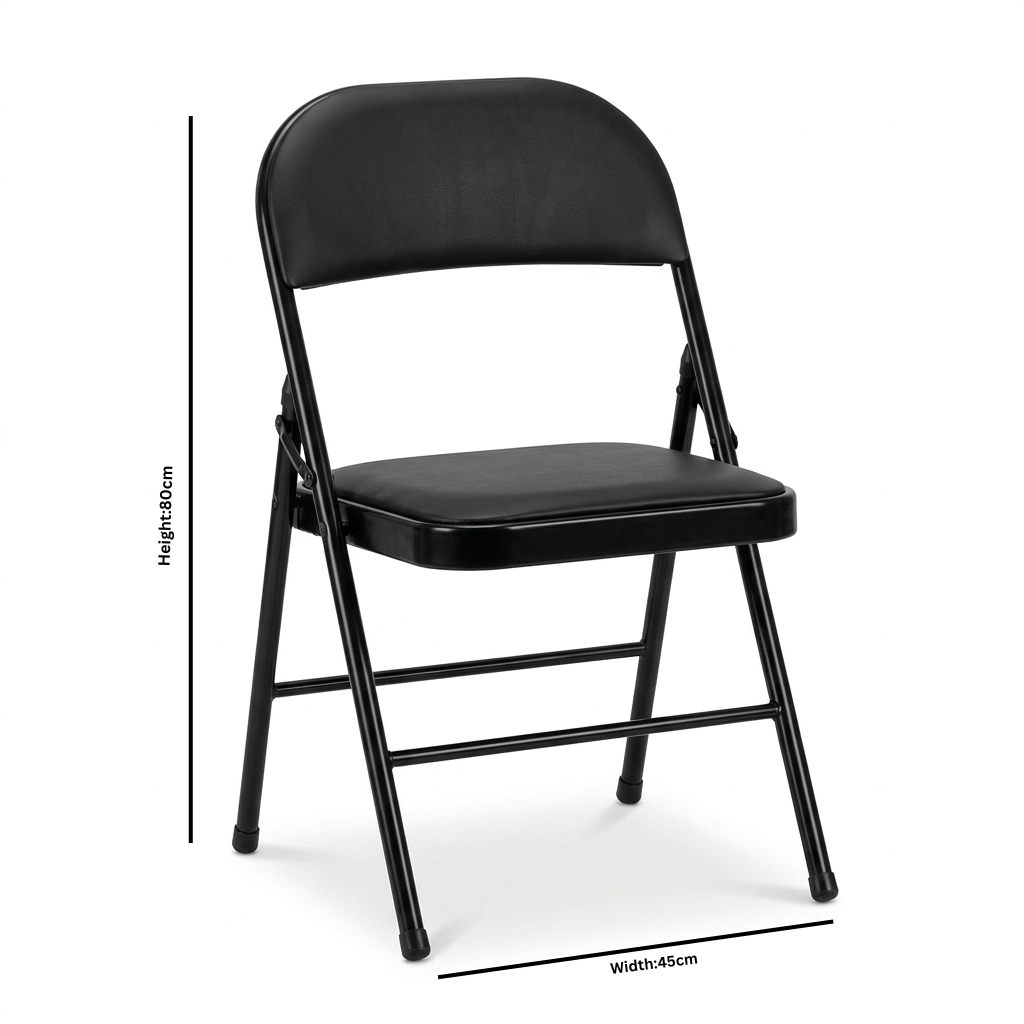 Metal Folding Chair Black  – 80×45cm