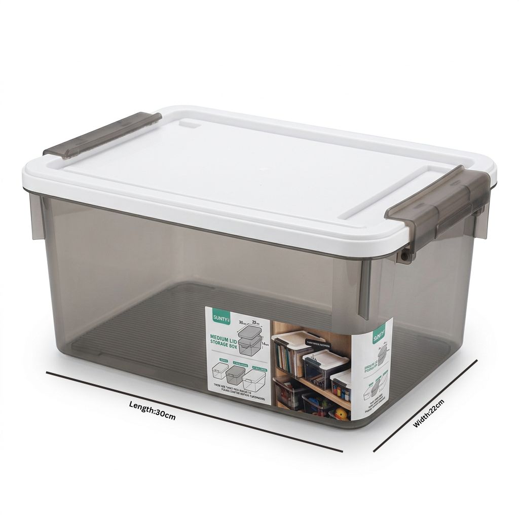 Sunty Plastic Storage Box with Lid - 30×22cm