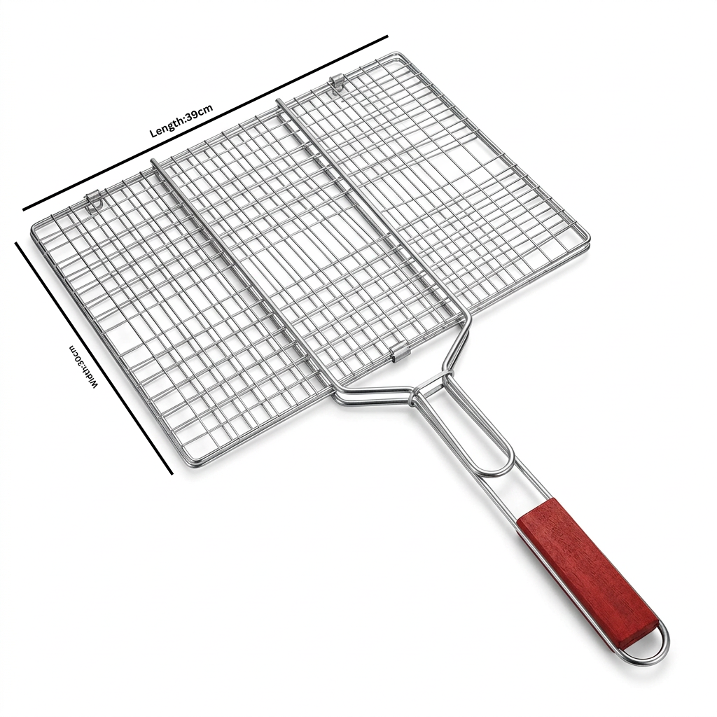 Metal BBQ Grilling Basket with Handle - 39×30cm