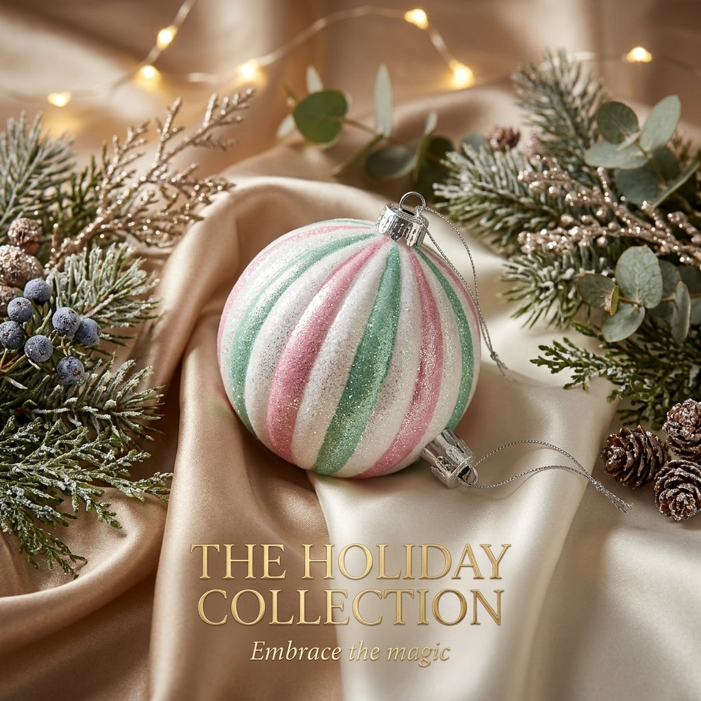 Christmas Plastic Hanging Bauble Decoration – Pink, Mint Green & White, 10 cm