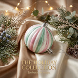 Christmas Plastic Hanging Bauble Decoration – Pink, Mint Green & White, 10 cm