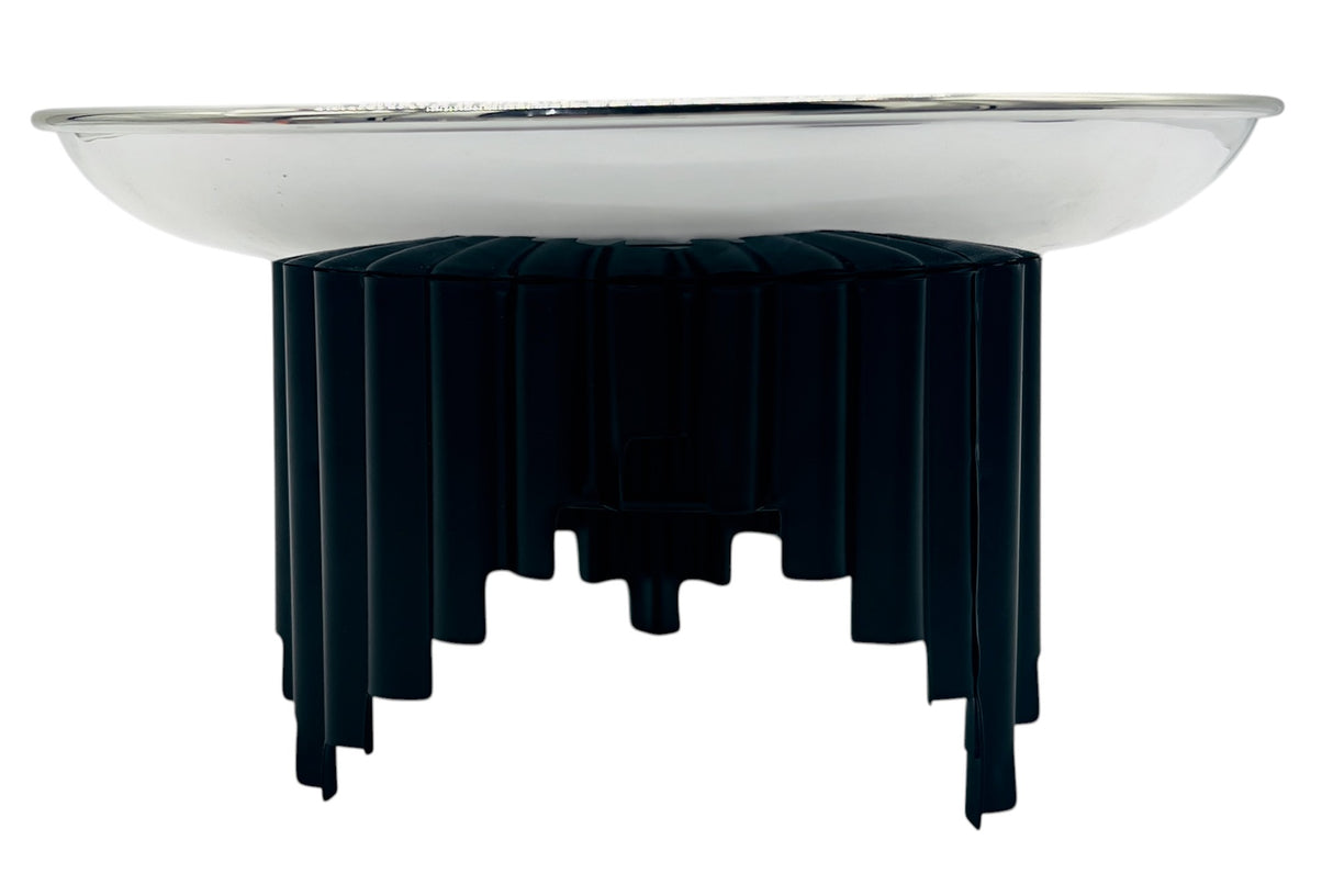 AKDC Metal Footed Cake Tray 30.5cm*14cm, Silver Tray with Black Foot