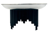 AKDC Metal Footed Cake Tray 30.5cm*14cm, Silver Tray with Black Foot